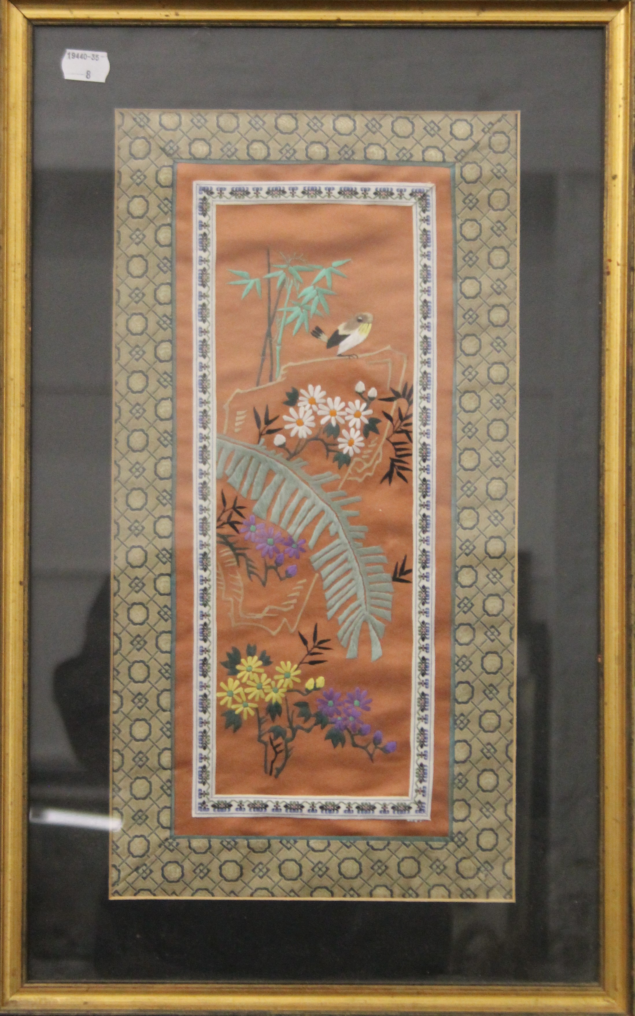 Four Chinese embroidery pictures, each framed and glazed. The largest 31 x 17 cm overall. - Image 4 of 8