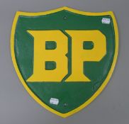 A cast iron BP sign. 32.5 cm wide.