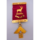 An 18 ct gold Allan Wilson Lodge Masonic medal. 9.5 cm high. Approximately 10g of gold.