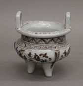 A Chinese porcelain censer. 13.5 cm high.