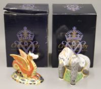 Two boxed Royal Crown Derby paperweights, Mountain Gorilla and The Wessex Wyvern.