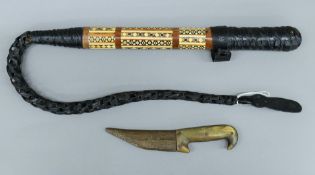 Two Arabic knives, one inlaid. The smallest 19 cm long.