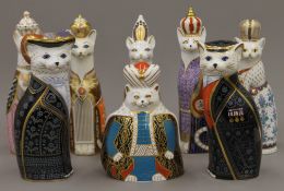 A set of eight Royal Crown Derby Royal Cats paperweights.