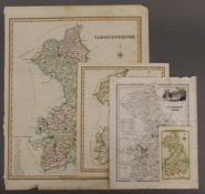Four 19th century loose maps of Cambridgeshire. The largest 37 x 47 cm overall.