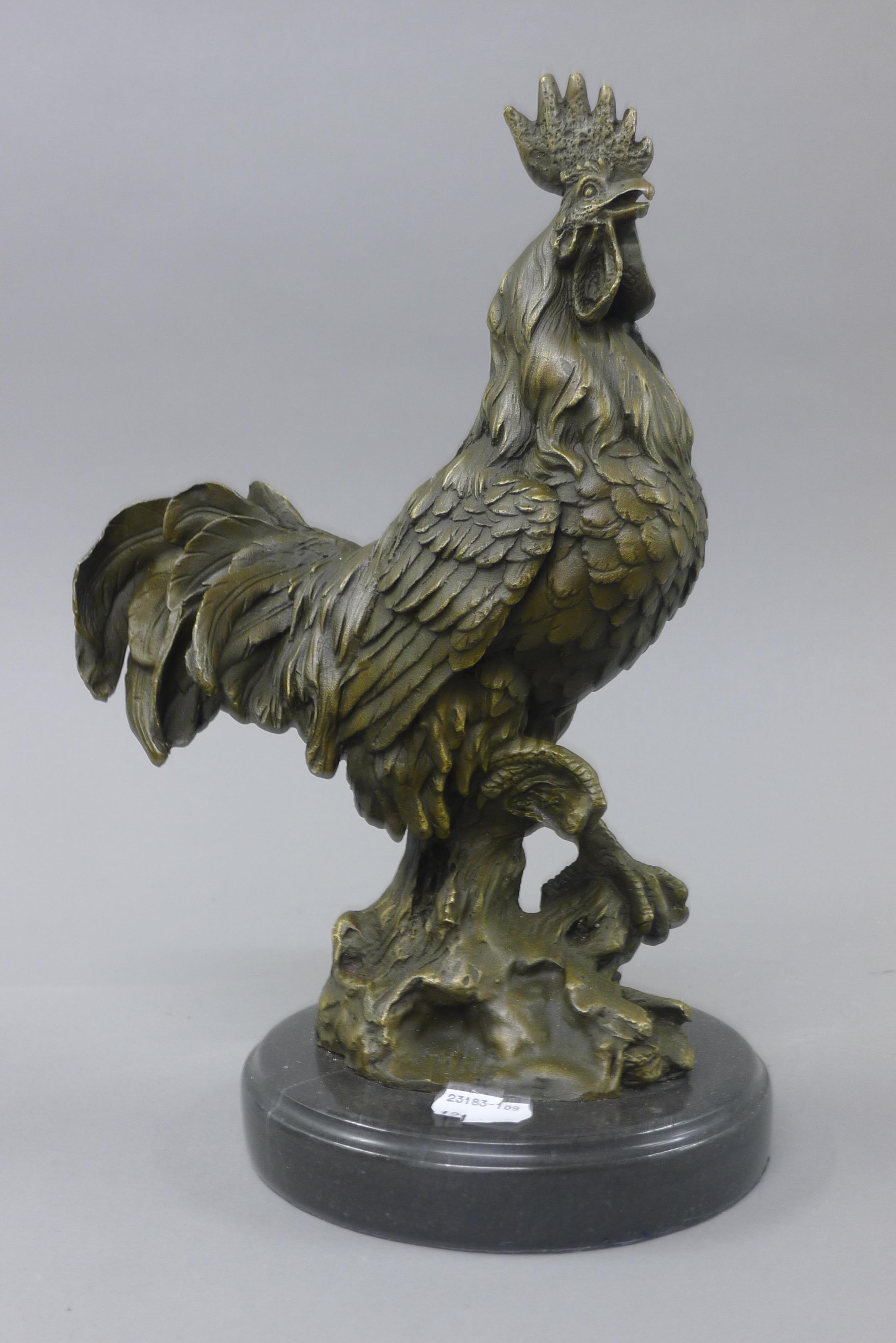 A bronze model of a cockerel. 30 cm high. - Image 3 of 3