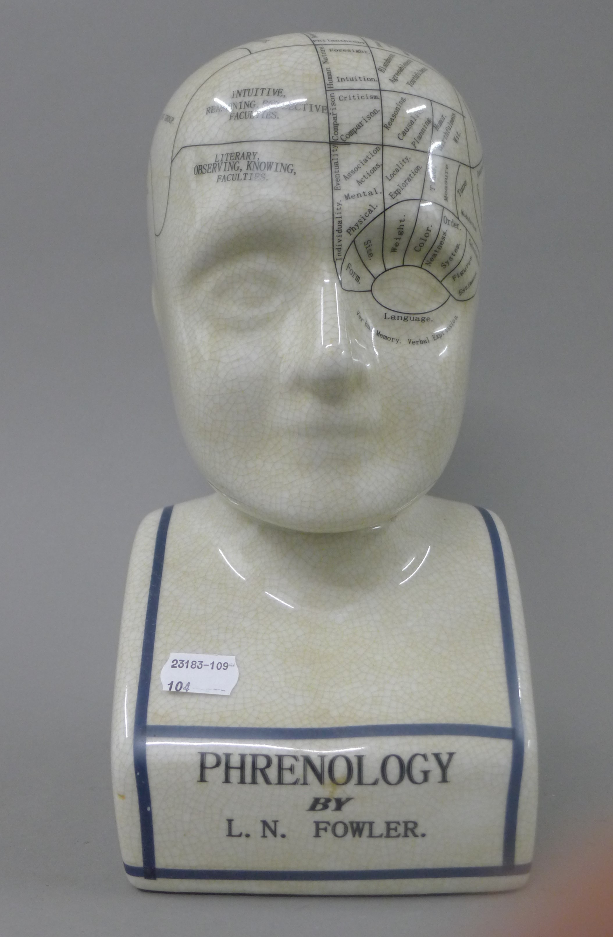 A porcelain Phrenology head. - Image 2 of 4
