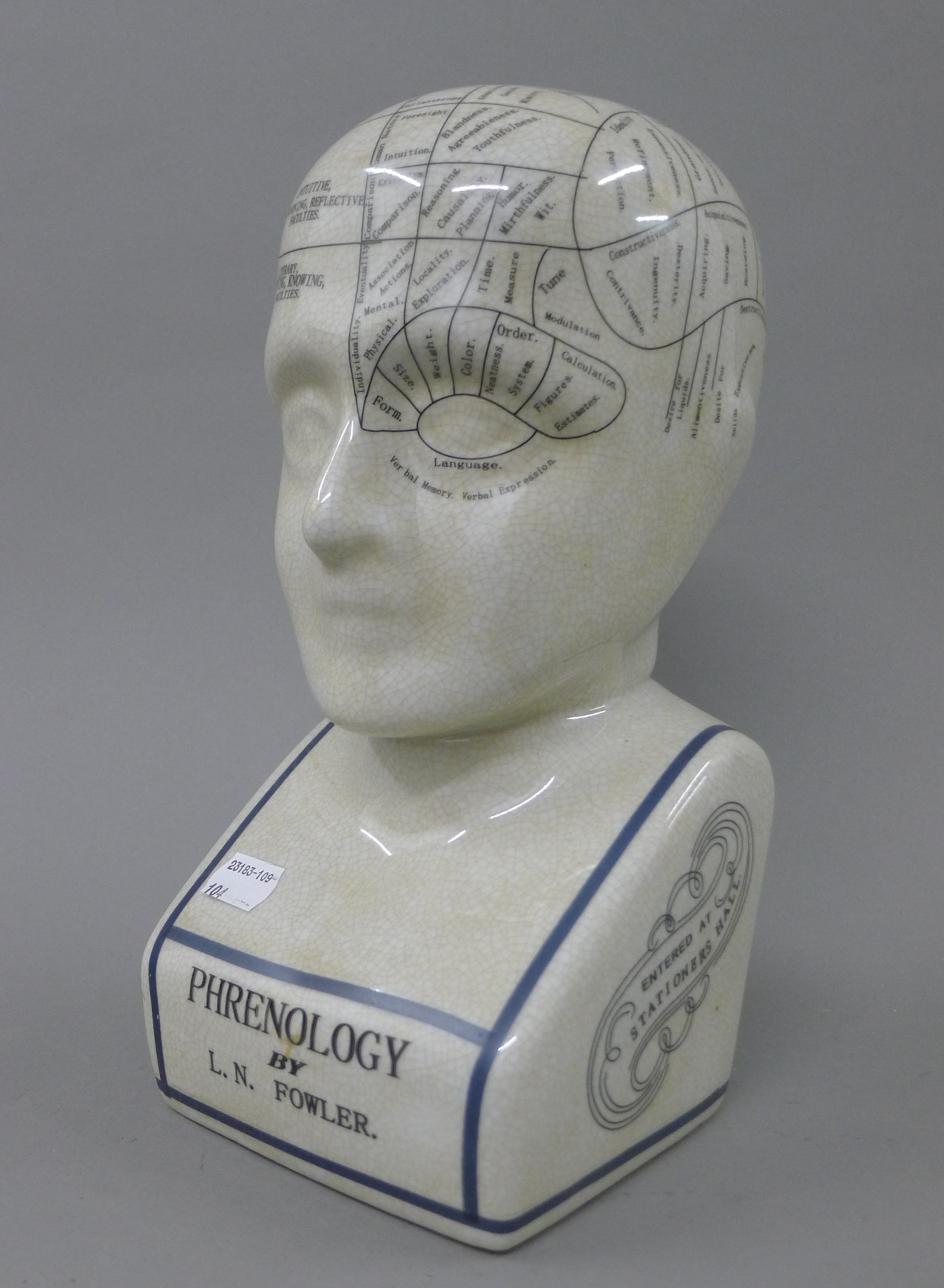 A porcelain Phrenology head.