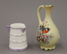 A Royal Worcester cream jug, and a Locke & Co Ltd Worcester jug. The latter 12 cm high.