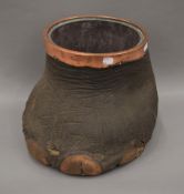 A Victorian taxidermy specimen of a preserved Elephant's foot loxodonta formed as a coal bucket.