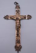 A large silver crucifix pendant. 16 cm x 9.5 cm. 91.2 grammes.