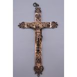 A large silver crucifix pendant. 16 cm x 9.5 cm. 91.2 grammes.