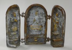 A bronze triptych. 13.5 cm high.