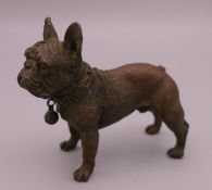 A bronze model of a French bulldog. 6.5 cm high.