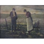 Farming Couple, print, framed and glazed. 21.5 x 16.5 cm.