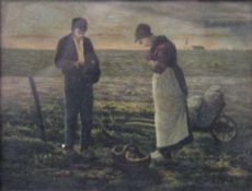 Farming Couple, print, framed and glazed. 21.5 x 16.5 cm.