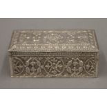 An Indo-Persian white metal hinged box. 10 cm wide. 145 grammes.