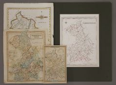 Four early 19th century maps of Cambridgeshire. The smallest 11 x 18 cm.