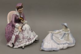 A large Nao figurine and a large Italian porcelain figurine. The latter 30 cm high.