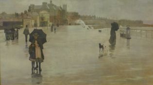 NORMAN GARSTIN, Newlyn, print, framed and glazed. 75 x 42.5 cm.