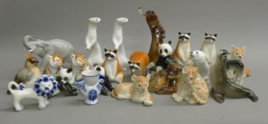 A collection of Lomonosov USSR porcelain animals. The largest 29 cm long.