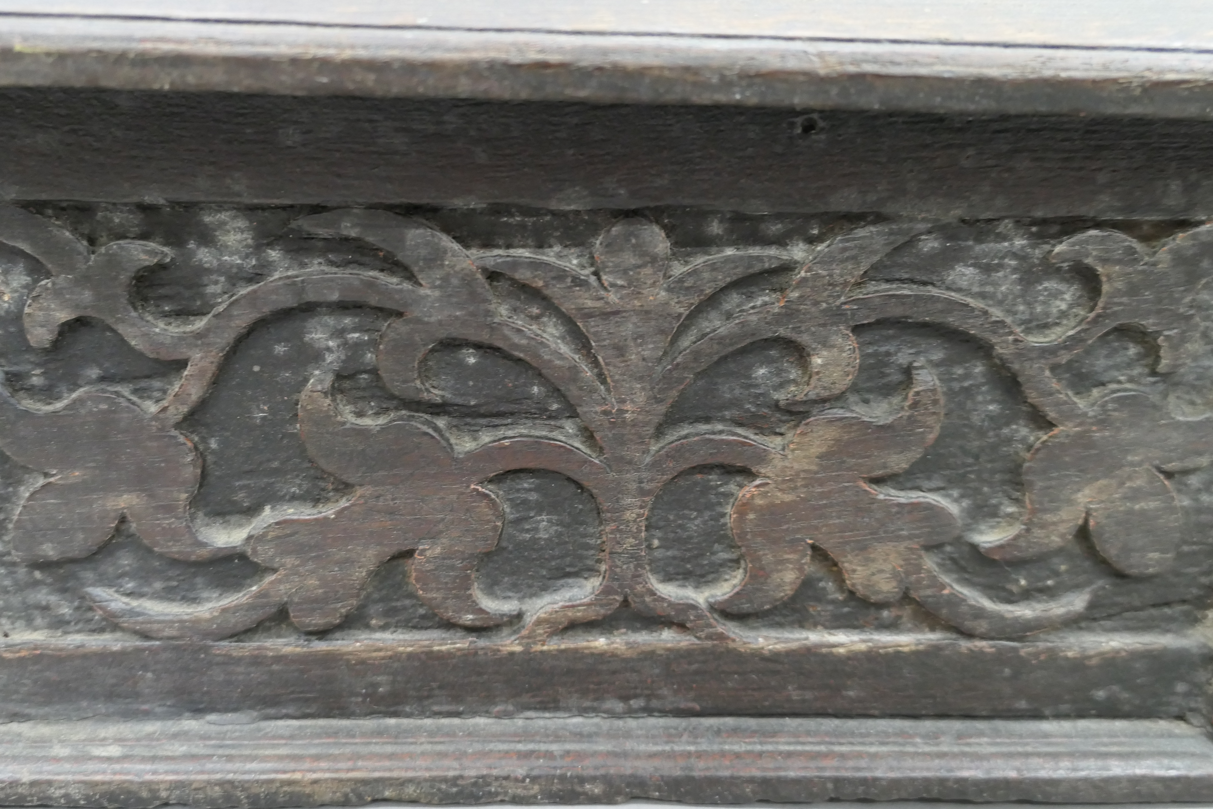 A 17th century oak bible box. 69 cm wide. - Image 7 of 11