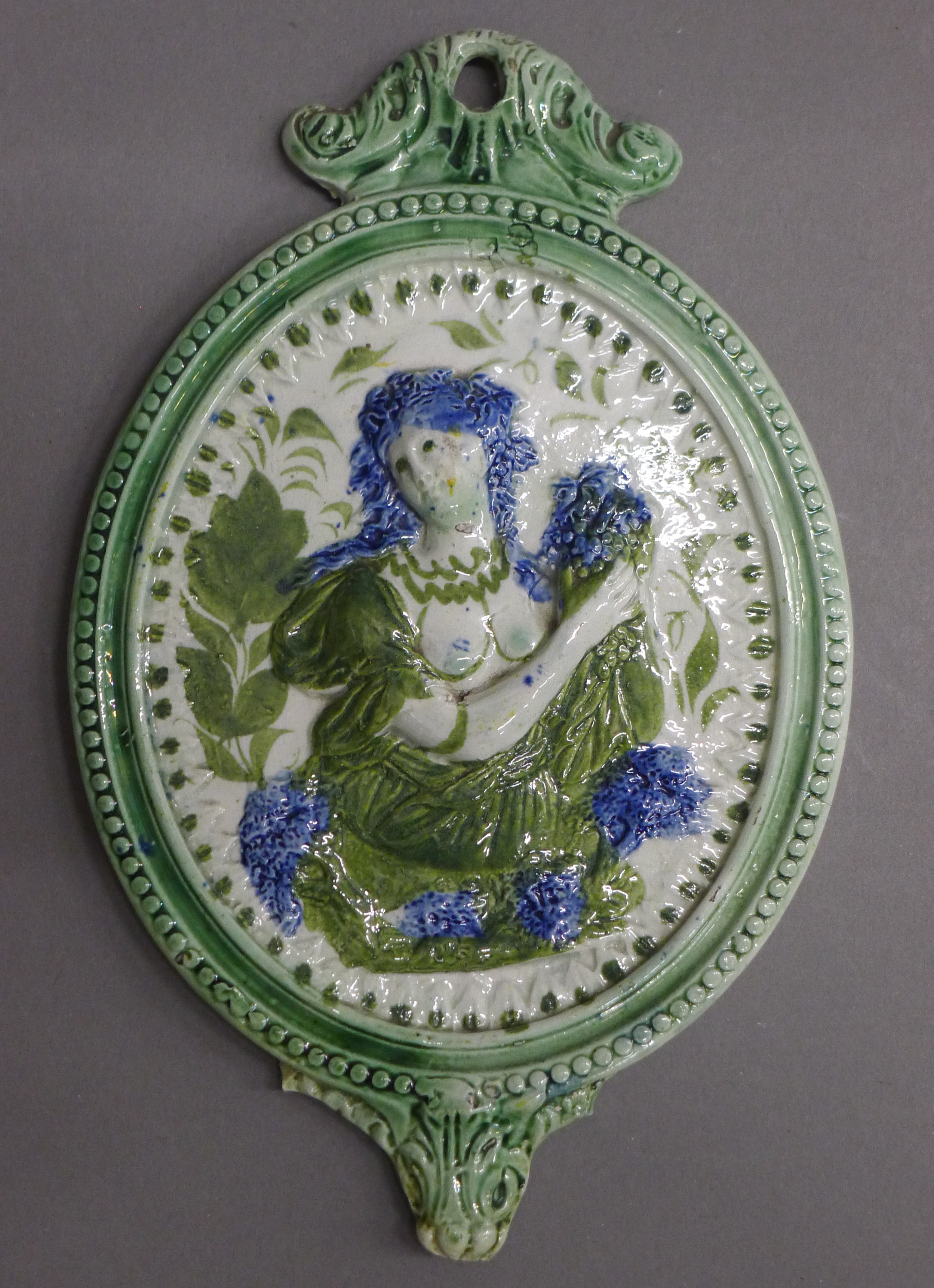 Two 19th century Prattware plaques. The largest 19.5 cm high. - Image 2 of 5