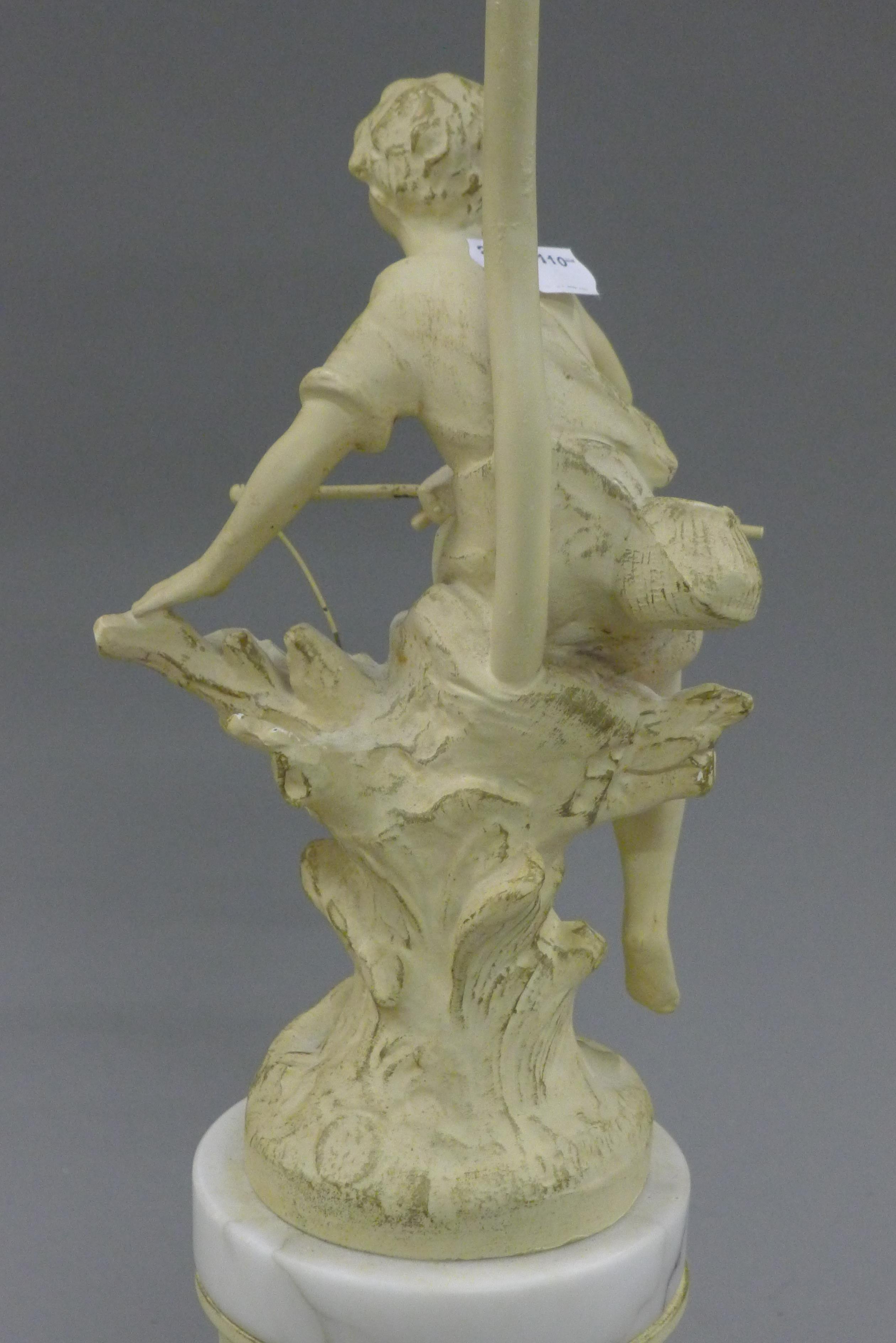 A pair of painted spelter figural lamps. 47 cm high overall. - Image 7 of 7