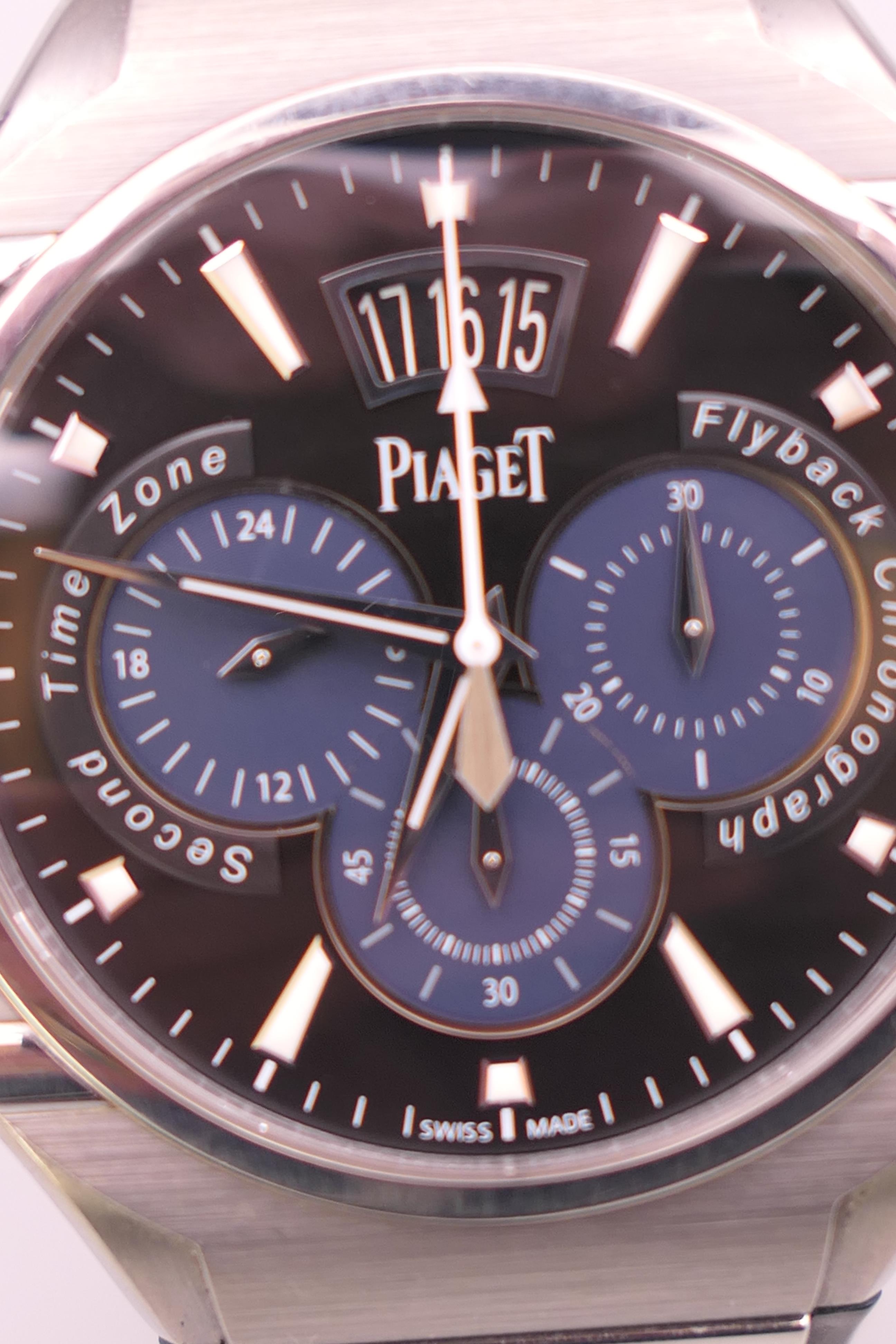 A boxed Piaget Chronograph wristwatch with papers. 4.75 cm wide. - Image 7 of 33