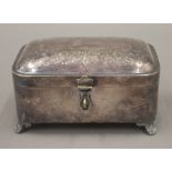 A silver plated domed top casket. 14 cm wide.