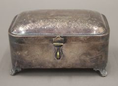 A silver plated domed top casket. 14 cm wide.