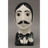 A painted Earthenware male bust by Toni Davidson and Alan Smith, circa 1965. 30 cm high.