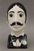 A painted Earthenware male bust by Toni Davidson and Alan Smith, circa 1965. 30 cm high.