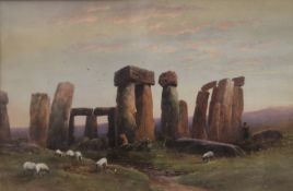 Stonehenge, watercolour, framed and glazed. 41 x 27 cm.