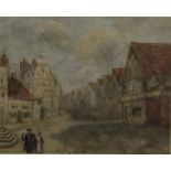 19TH CENTURY CONTINENTAL SCHOOL, Street Scene, oil on board, framed and glazed. 24 X 19.5 cm.