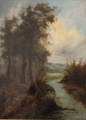 A MACKIE, River Scene, oil on canvas, framed. 40 x 54.5 cm.