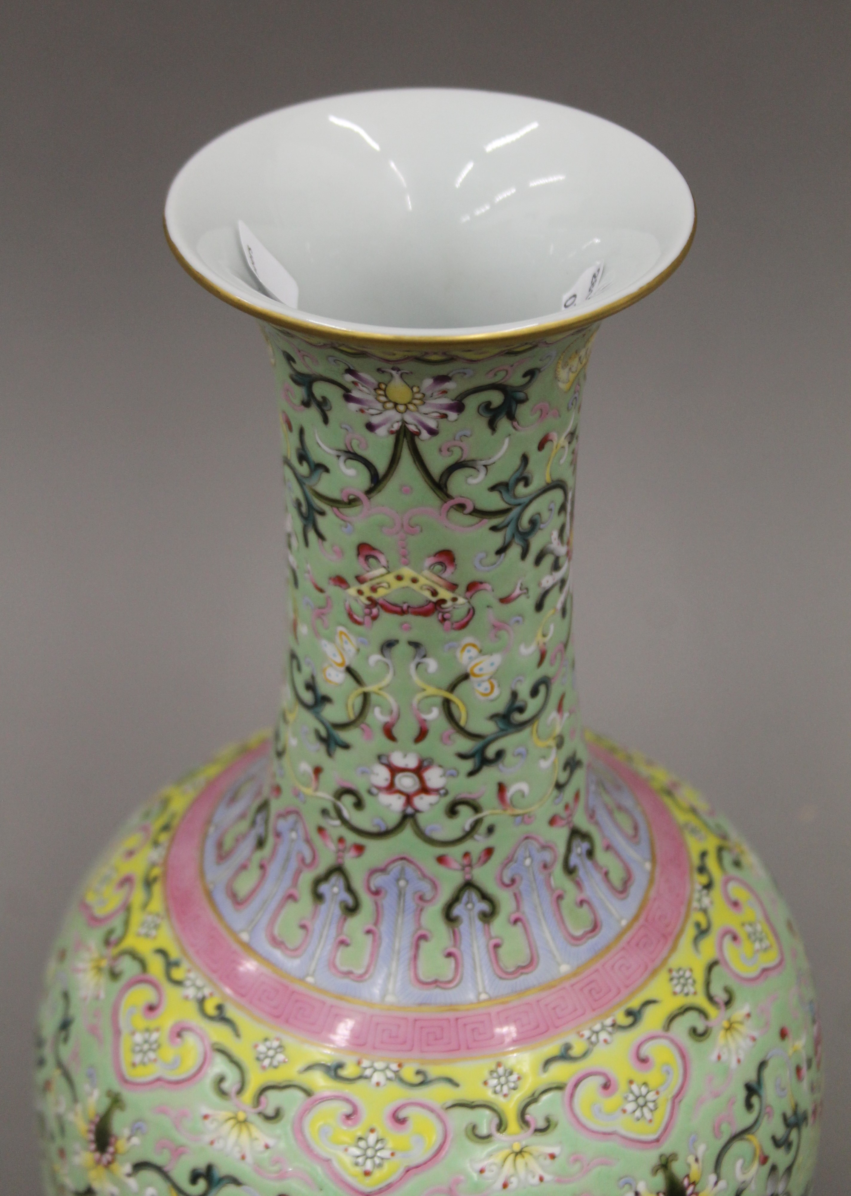 A Chinese green ground porcelain vase with scrolling foliate decoration, - Image 3 of 9