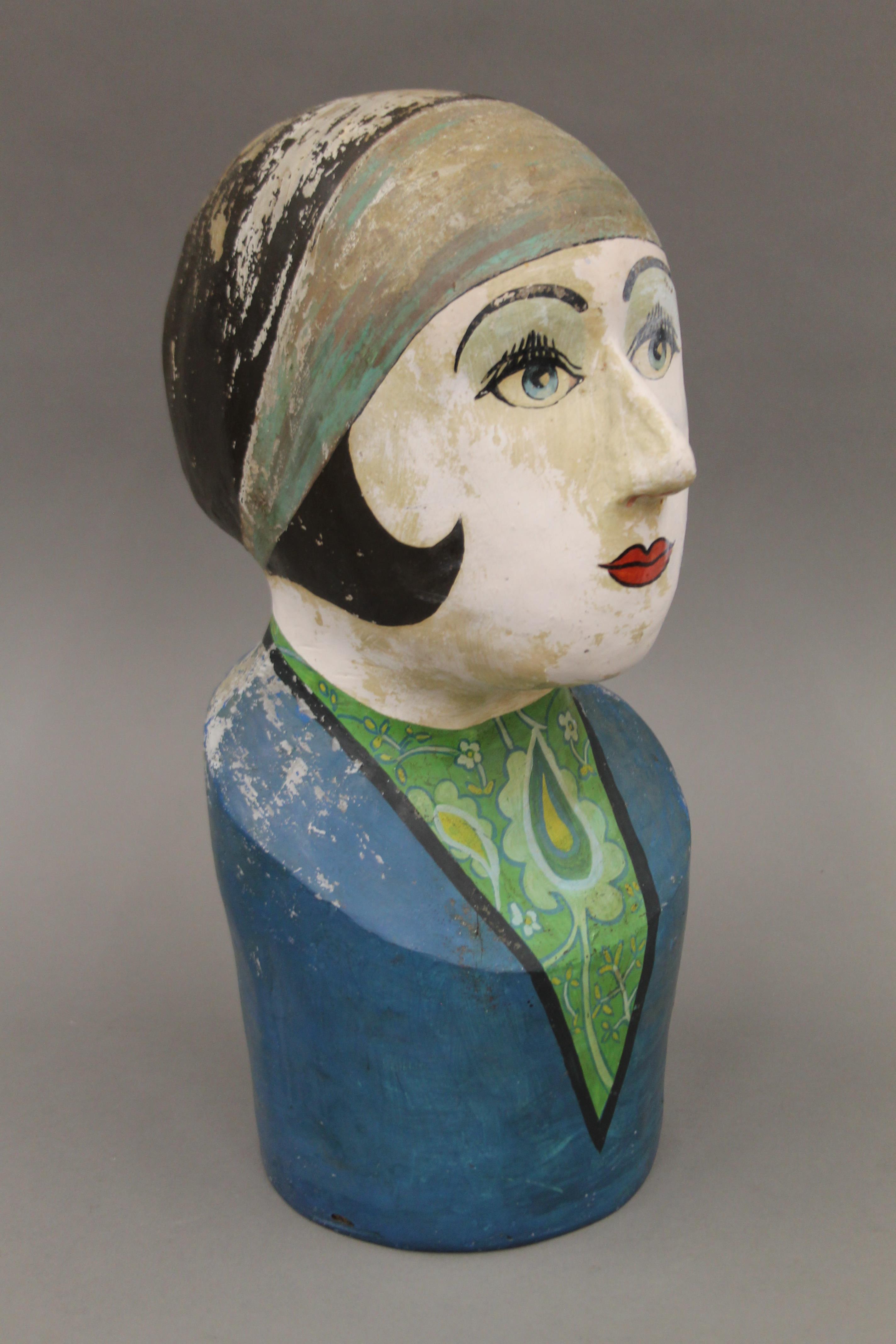 MOLLY MOSS, a painted female bust, signed to the underside and numbered 5. 42 cm high. - Image 2 of 4