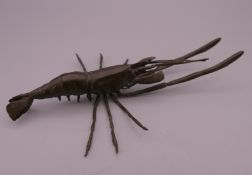 A bronze model of a crayfish. 14.5 cm long.