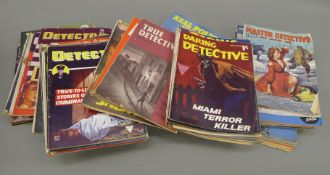 A quantity of vintage crime magazines, including Detective, True Police Cases, Master Detective,