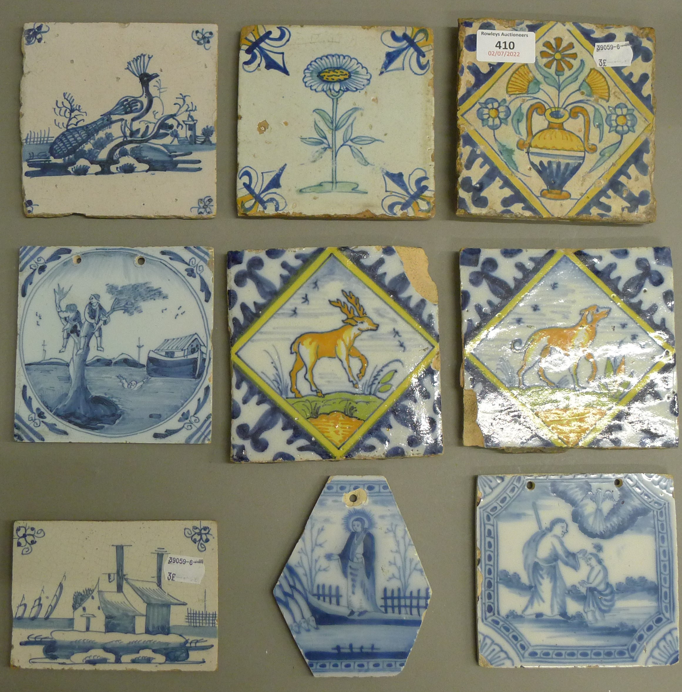 A quantity of Delft and other tiles.
