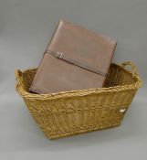 A vintage wicker basket and a laundry box. The former 70 cm long.