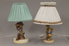 Two Goebel table lamps. The largest 40 cm high overall.