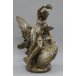 A bronze model of a girl and bird, signed. 54.5 cm high.