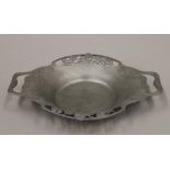 A Liberty and Co pewter twin handled dish. 28 cm wide.