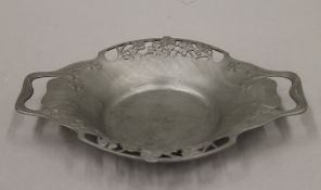 A Liberty and Co pewter twin handled dish. 28 cm wide.