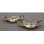 A pair of pierced silver bon-bon dishes. 12 cm wide. 107.3 grammes.