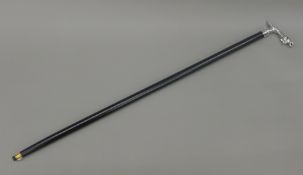 A walking stick with jaguar form handle. 92 cm long.