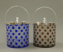 Two cut glass biscuit barrels.