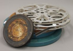 A quantity of vintage film reels.