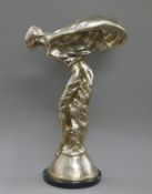 A large silver plated bronze model of The Spirit of Ecstasy. 70 cm high.